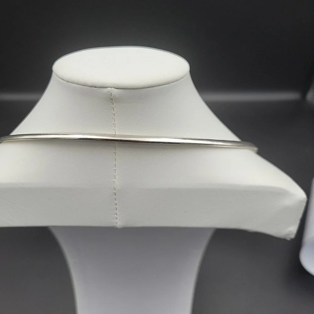 Mexican 925 Sterling Silver Asymmetric Torque Necklace Modernist‎ Choker 90s
